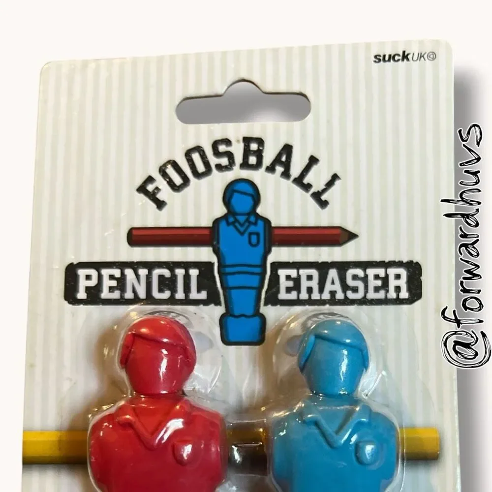 SUCK UK Foosball Pencil Eraser Set Novelty Desk Accessory NIP